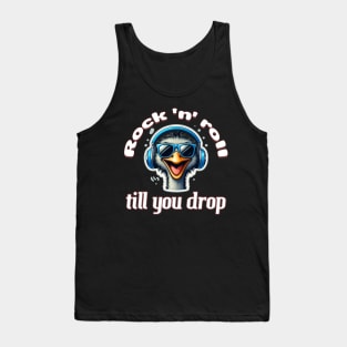 Rock 'n' roll 'till you drop: Whimsical Ostrich in Black, White, and Blue Harmony Tank Top